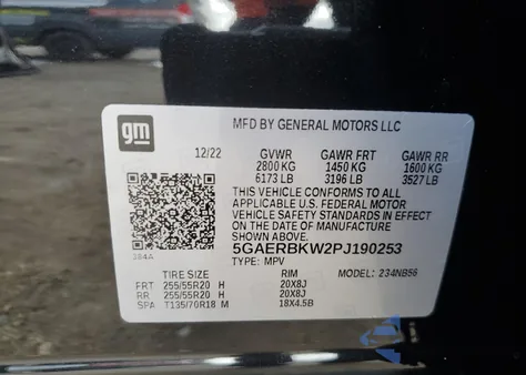 2023 Buick Enclave Essence from USA, damaged, VIN 5GAERBKW2PJ190253